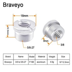 마이크 스탠드용 변환 나사 너트 삼각대 어댑터 마운트 액세서리 5/8-27-3/8-16 1/4-20 인치, 10 F19B 1PC, 1개