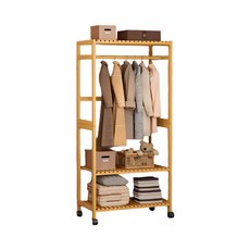 多功能移動式開放衣櫥附層架 加粗掛衣桿 簡約風衣物收納架，多層置物空間與滑輪設計, 拼接款衣帽架-60【升級款帶移動輪】