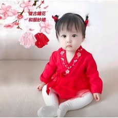 女寶寶復古和服紗裙包屁衣 嬰兒百日抓周