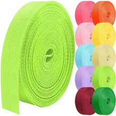 Grosun 폴리프로필렌 웨빙 2.5cm(1인치) 3.8cm(1.5인치) 5.1cm(2인치) 나일론 웨빙 튜브형 웨빙 5 10 25 50 90.5m(10인치) 웨빙 (형광 그, 형광 그린