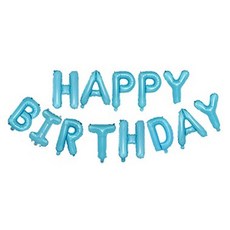 해피버스데이 생일 파티 문구 happy birthday 은박 풍선세트, 1세트, 블루