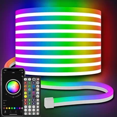 30M/20M Mexllex RGB 네온 라이트 스트립(APP 및 원격 포함) 색상 변경 방수 음악 동기화 모드 침실 룸 야, 01 24v RGB Neon, 01 EU Plug