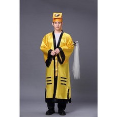 道士服裝 道袍 法衣 太極八卦衣, 1個, 黃色 單個道袍,3XL 身高185CM