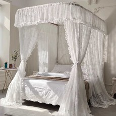 공주 침대 캐노피 커튼 레이스 디자인 북유럽 꾸미기, 1.5m 침대 레일-팰리스 플라워