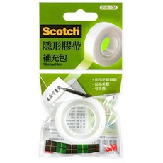 3M 810R隱形膠帶補充包(多款) 隱形膠帶 可書寫膠帶 辦公室膠帶 透明膠帶 補充包, 1個, 810R-1/2, 透明