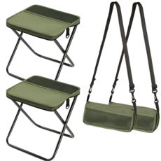 엔드업 1+1 대형 휴대용 접이식 의자 크로스백 초경량 야외 놀이동산 웨이팅 캠핑 낚시 의자, 2개, 카키