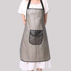 防水防油圍裙女廚房家用可愛做飯時尚可擦手大口袋TPU透明logo