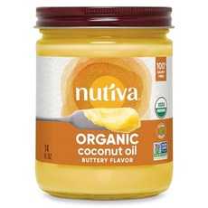 414 밀리리터 (1개 팩) 뉴티바 유기농 코코넛 오일 버 Nutiva Organic Coconut Oil with Butter Flavor from non-GMO Steam, 1개