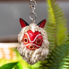 吉卜力造型立體鑰匙圈 - 小白龍貓玉米 龍貓 小桑面具 鳥籠吉吉 紅豬飛行艇 魔女宅急便 魔法公主, 1個, 小桑面具小樹精