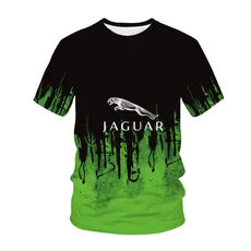 Jaguar 남성용 및 여성용 티셔츠 3D 레이싱 프린트 스트리트웨어 스포츠 캐주얼 패셔너블 오버사이즈 라운, 10 L, 03 TTwd13036HD