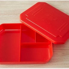 고무패킹 식판 반찬 사용가능한 전자레인지 뚜껑있는식판, E. 레드 4칸 도시락통