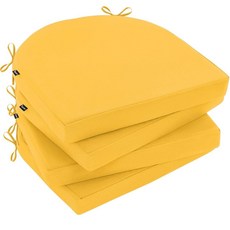 Topotdor 야외 의자 쿠션 2개 세트 43.2 x 40.6 5.1cm(17 16 2인치) 가구용 방수 파티오 쿠션 라운드 코너 시트 색상 견뢰도 패드 타이 포함 그, 옐로우, 17"x16"x2"(4 Pack-U Shaped)