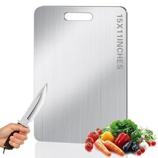 BLOCE 주방용 도마 미니 스테인리스 스틸 논스틱 업그레이드 양면 식품 등급 보드 육류 치즈 채소용 (미니)_165458, 실버_165458