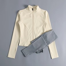 運動套裝女 彈力修身立領拉鍊外套 瑜伽上衣 專業跑步訓練服 健身服裝 秋冬透氣舒適 多功能運動衣