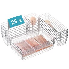 Vtopmart 조립식 다용도 서랍 정리 트레이 수납함 25p, 1세트, 투명 1세트, 투명