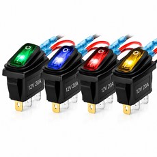 OCTODER 해양 방수 로커 스위치 - LED 표시등이 2V 원형 토글 보트 콘솔 내비게이션 조명용 SPST 3핀 대시보드