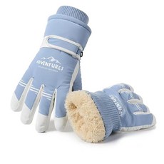 ROERPPM 여성용 겨울 스노우 스키 장갑 따뜻한 작업 스노우보드 방수 달리기 및 사이클링용 조절 가능한 손목 스트랩이 있는 플리스 안감 (YN02-블루) 121027