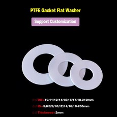 두께 2mm 내경 5-200mm 흰색 PTFE 가스켓 플라스틱 플랫 와셔 씰링 O 형, 56 39x30x2mm10PCS
