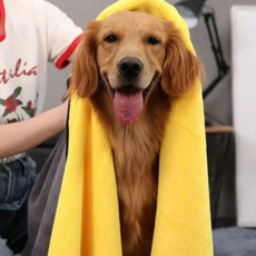 강아지 드라이 타월 초극세사 반려동물 대형견 강아지 목욕타월 흡수 용품, 옐로우