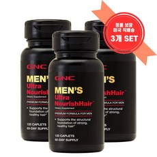 [정품 미국 직배송] GNC 남성용 울트라 노리쉬 헤어 120정-3개 (캐플렛) Mens Ultra Nourish Hair, 3개, 120정