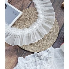 [1마 90cm] 90mm 지그재그 주름 쉬폰 레이스 길이 연장 옷리폼 부자재, 화이트, 1개
