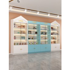 화장품 장 쇼케이스 상업적인 진열장 전시 화장용 매장용, 오픈 지붕형-핑크 100x30x225