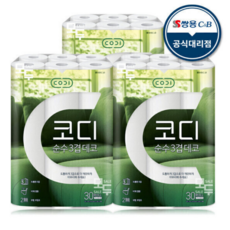 코디 순수 3겹 데코 화장지 30M, 30개입, 90개