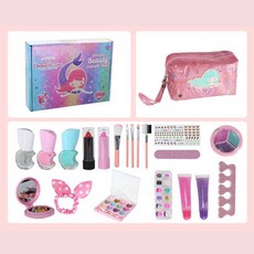 寶貝家 兒童化妝組 - 彩妝玩具 家家酒玩具 仿真化妝品 指甲油 口紅 美甲 女孩背包化妝包, 手拿包套裝 21件組（J）, 1個