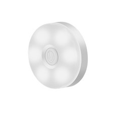 LED 磁吸式小夜燈，適用於櫥櫃走廊床頭照明, 按壓式圓形小夜燈 (三色光)