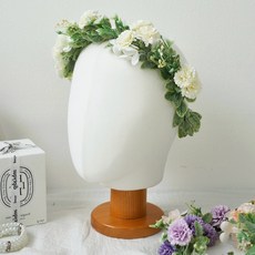 엘블랑꼬 메리골드 셀프웨딩 화관 브라이덜샤워 스냅샷 헤어소품 꽃화관 (3color), 퍼플