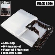 발코니 가림막 발코니 스크린야외 투명 방수포 0.1mm 정자 퍼걸라 창문 방풍 천막 정원 식물 방수 캔버스, 02 1x1m, 03 Black edge