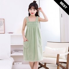 샨샤리빙 수영장 샤워가운 원피스형 타올, 1개, 그린 단일사이즈