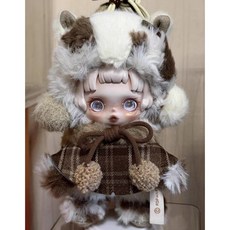 인형옷 드레스 스커트 귀여운인형옷 인형옷세트 아이돌인형 애착인형 꾸미기, 고급 갈색 체크 망토 세트