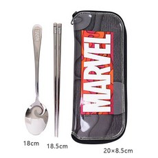 MARVEL 漫威 304不鏽鋼兒童學習筷餐具組 湯匙筷子附收納袋 鋼鐵人蜘蛛人美國隊長主題, 1個, 全不銹鋼湯筷+餐具袋(特價), 鋼鐵人/蜘蛛人/美國隊長