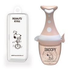 史努比 造型食物咬咬棒 小魚款 含收納盒 嬰兒輔食器 學習進食 咀嚼力水果棒, 粉色