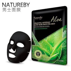 韓國Natureby 原礦炭男士面膜 蘆薈 水膠原 面膜 男性保養, 1個