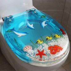 인테리어 투명 양변기 욕실 시트 변기커버 무소음, 44 연한 돌고래 스테인리스 완충, 1개