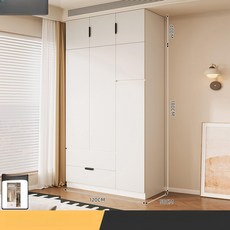 붙박이장10자 서랍형 여닫이 안방 10자 손잡이 장롱, 셀프 조립, 웜화이트 120x50x180 + 상단
