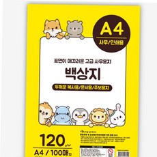 그림용지 영진 백상지 120그램 상장용지 문서표지 차트지 a4 100매, 본상품