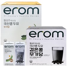 이롬 황성주 박사의 국산콩 두유 무가당+검은콩 무가당, 32개, 190ml