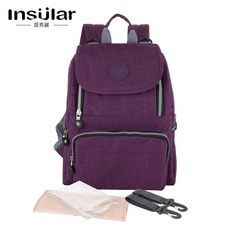 Insular 媽咪包 多功能防水雙肩包, 紫色
