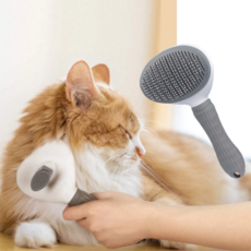 키친9단 반려동물 댕냥이 원터치 털제거 브러쉬 강아지빗 고양이빗, 1개, 그레이