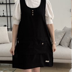 데코나인 모던앞치마 여름 예쁜 유치원 어린이집 원피스 선생님 단추 단체 무지 요양보호사 노인복지, 1개, 모던-블랙