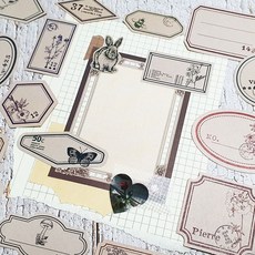 꽃 라벨 스티커 빈티지 다꾸스티커 다이어리스티커 귀여운스티커 다이어리꾸미기 예쁜스티커