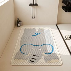 浴室防滑墊衛生間廁所淋浴房防水防摔地墊寶寶兒童洗澡墊子踩腳墊, 趴趴象A無黑線-吸盤墊