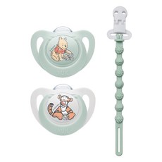 누크 디즈니 쪽쪽이 X 토트랩 쪽쪽이 홀더 SET, 1세트, 푸,티거+오팔블루, S1 (0~6개월)