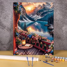 숫자 별 풍경 페인트 아크릴 드로잉 캔버스 유화 키트 성인용 숲 산 장식 218191, 40x50cm 42colors, HMA135486