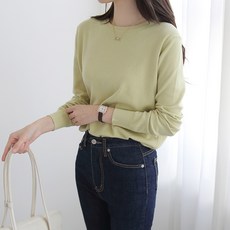 傑尼特 女款寬鬆版型圓領嫘縈羅紋針織衫