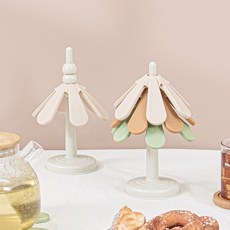 구디푸디 감성 인테리어 오브제 3단 트리 실리콘 냄비 받침 세트, 냄비받침3개+거치대세트