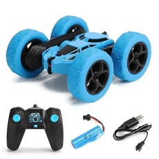 Rc 스턴트 자동차 양면 플립 원격 제어 2.4G 고속 360 회전 드리프트 장난감, Blue